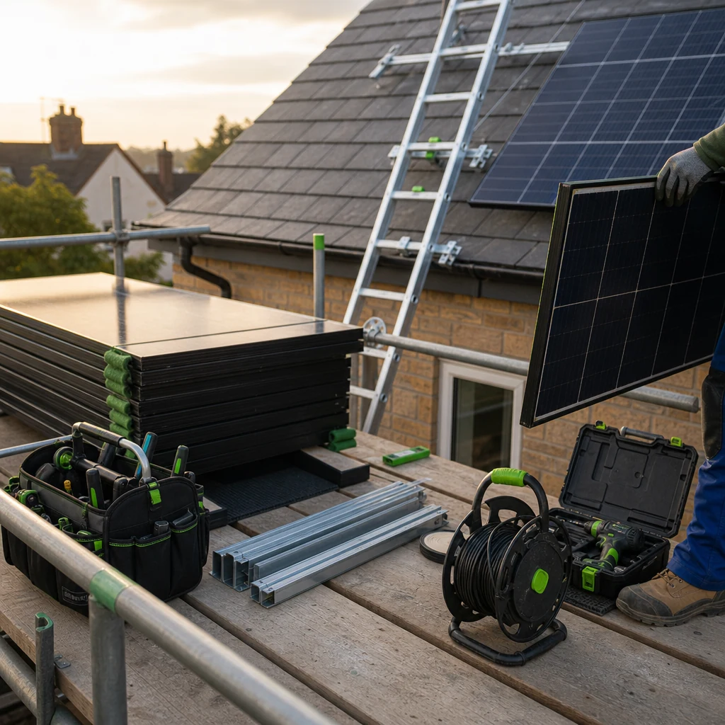 Safe roof access and neatly arranged solar installation equipment