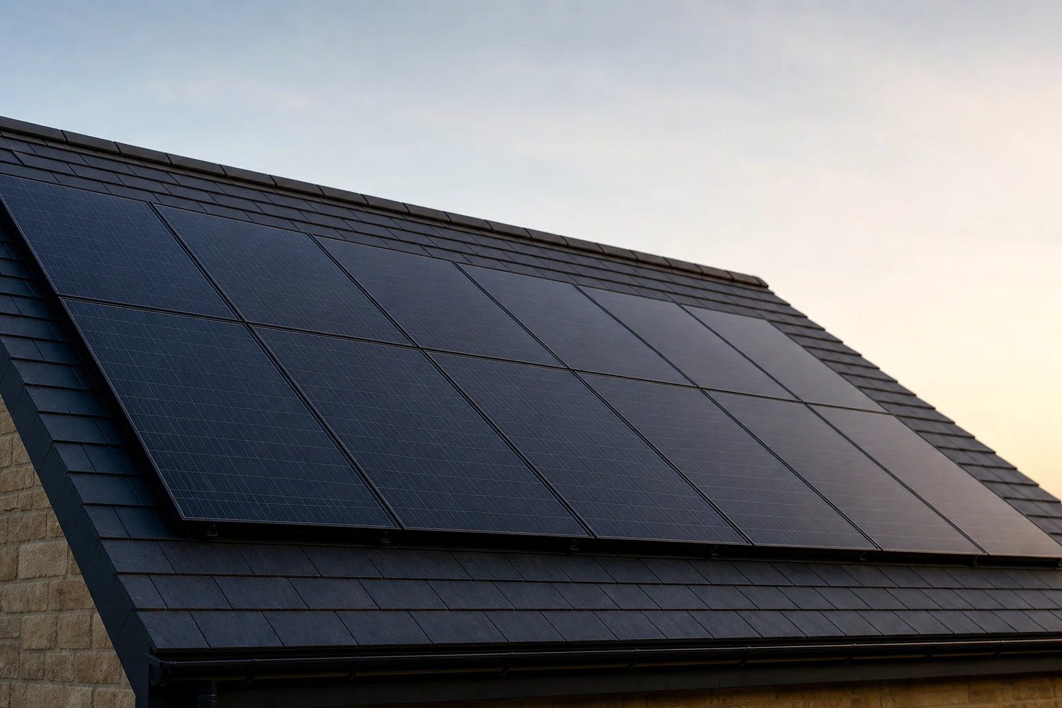 Neatly finished solar panel installation on a clean roof